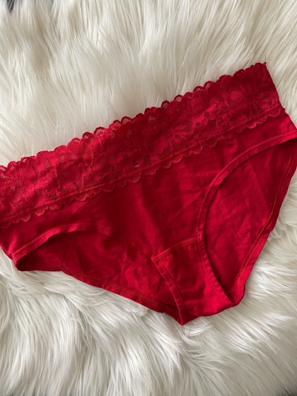 Victoria’s Secret Red Lace-Trim Hipster Panty